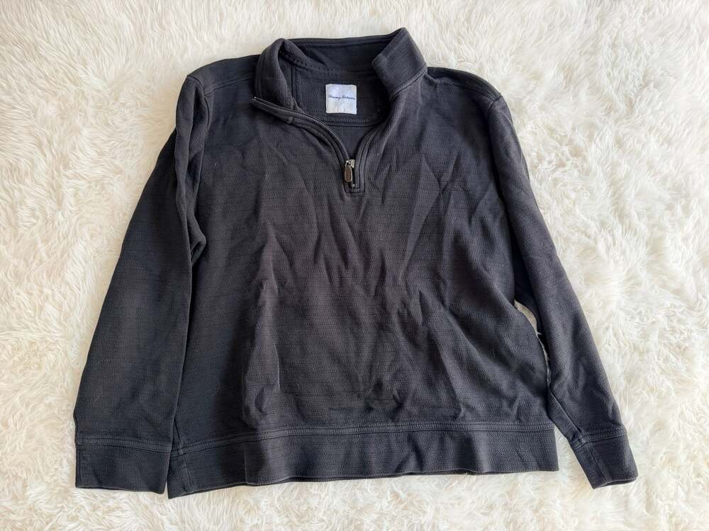 Tommy Bahama Black Textured Quarter-Zip Pullover Size XL